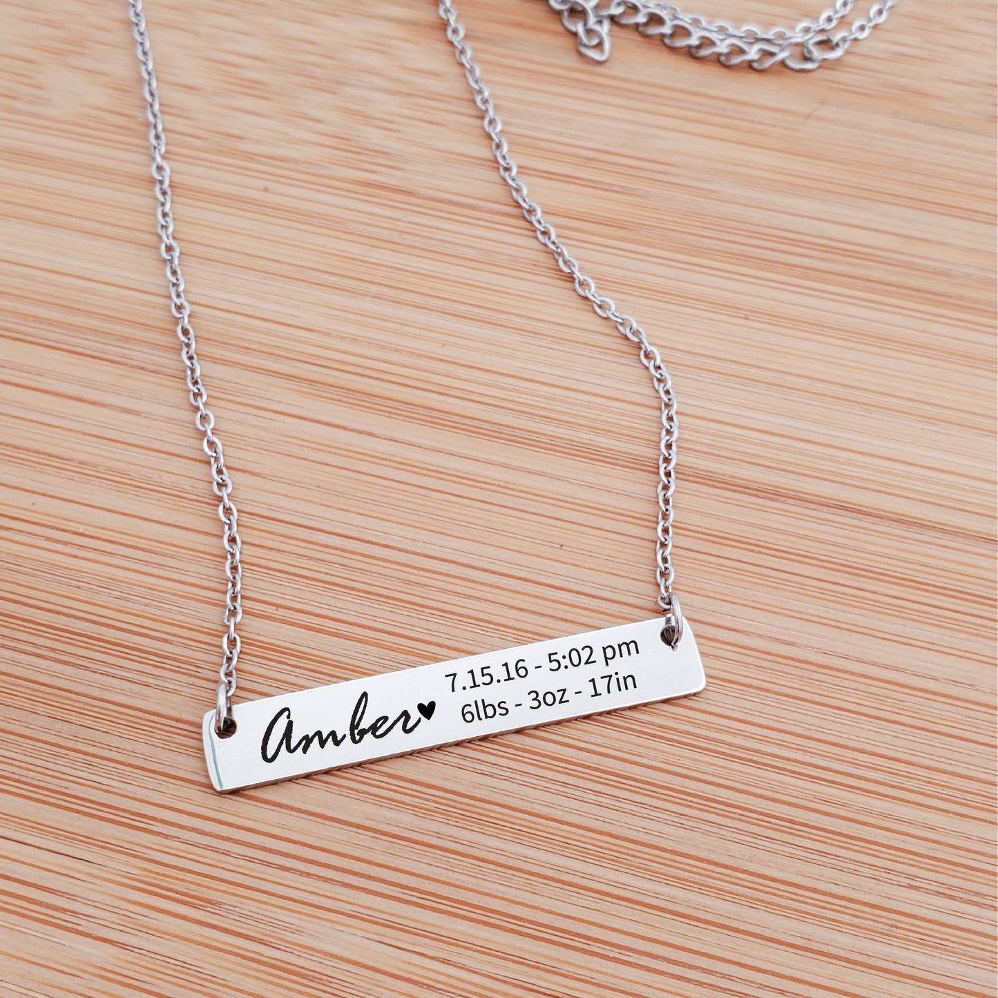 BIRTH STATS BAR NECKLACE