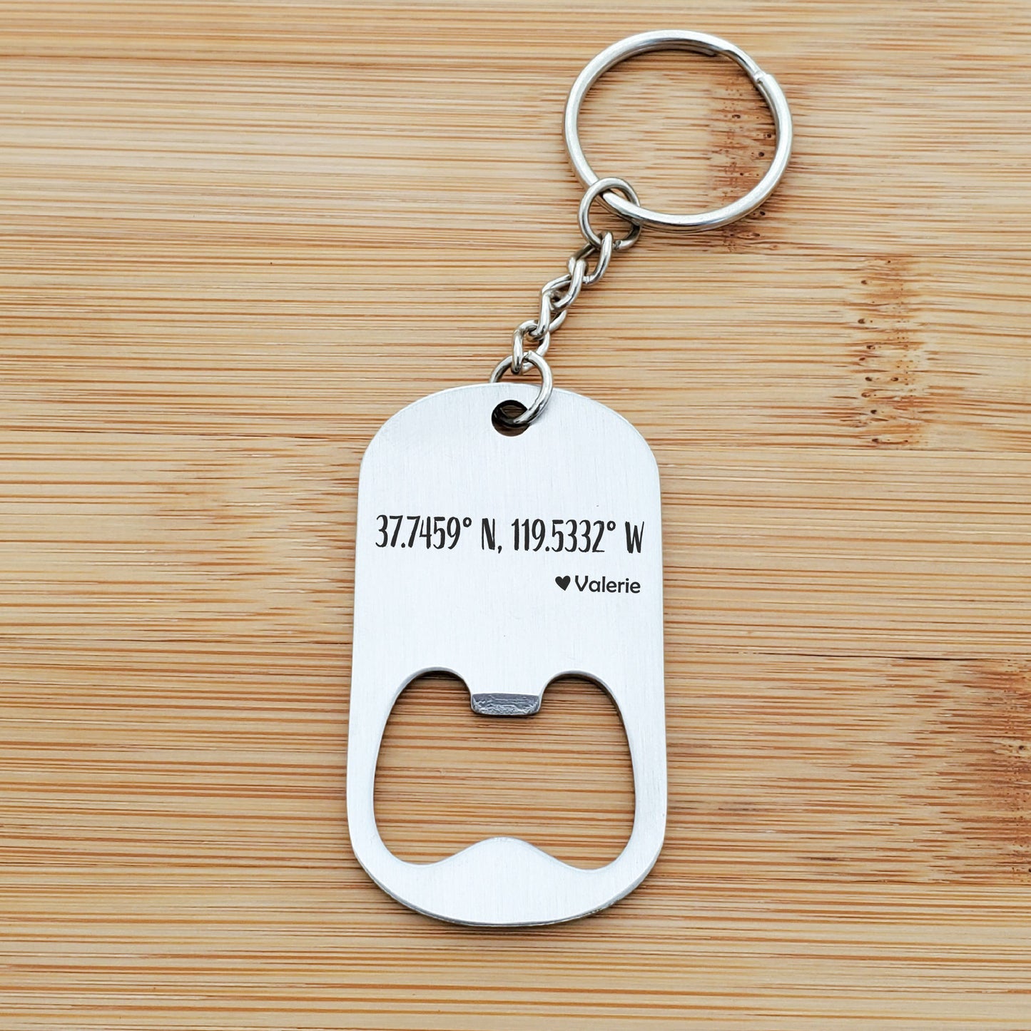 COORDINATES BOTTLE OPENER KEYCHAIN