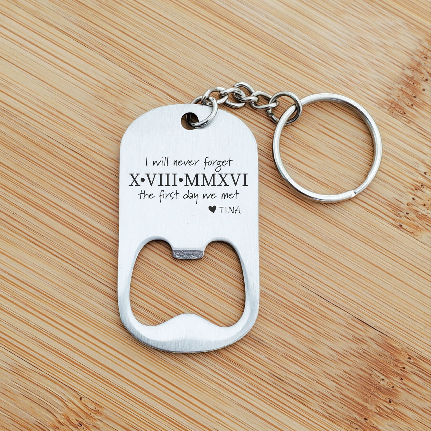 ROMAN NUMERALS BOTTLE OPENER KEYCHAIN
